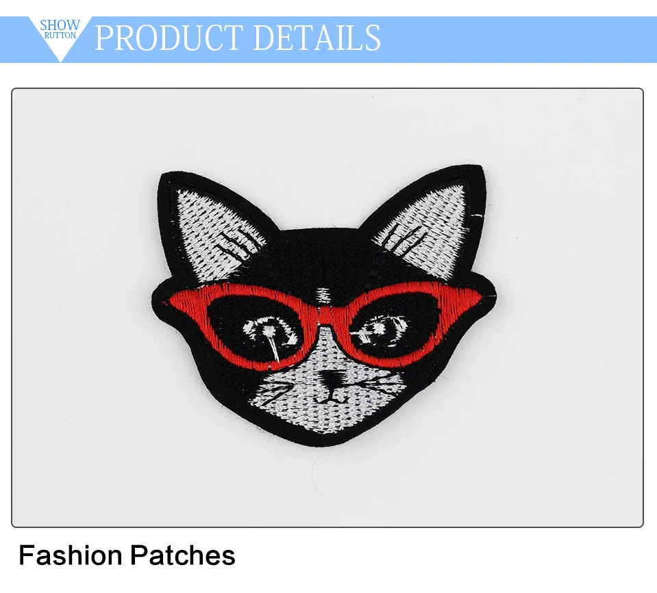 Iron Patches For Clothing Cat DIY Black Iron Embroidered Cat Patches Love Red Heart Patch 3D Sew On Badges For Clothes (2)