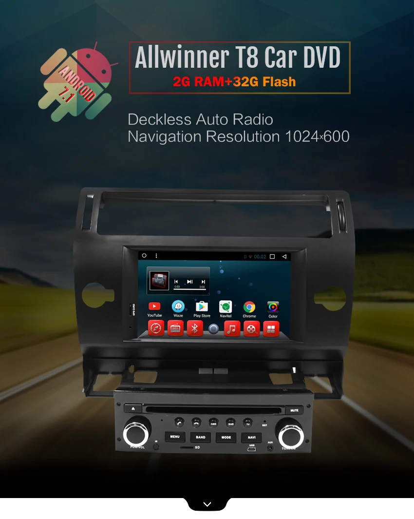 Android 7.1.1 автомобильный DVD плеер gps ГЛОНАСС Navi для Citroen C4 C-Triomphe C-Quatre 2005 2006 2007 2008 2009 радио аудио стерео