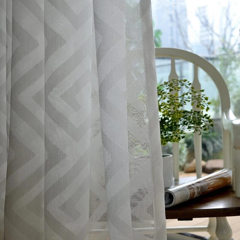 Blanco Cortinas para ventana moderna sala geométrica jacquard cortina de tul tratamiento telas de cocina cortinas Sheer x364 #30 Blanco Cortinas para ventana moderna sala geométrica jacquard cortina de tul tratamiento telas de cocina cortinas Sheer x364 #30