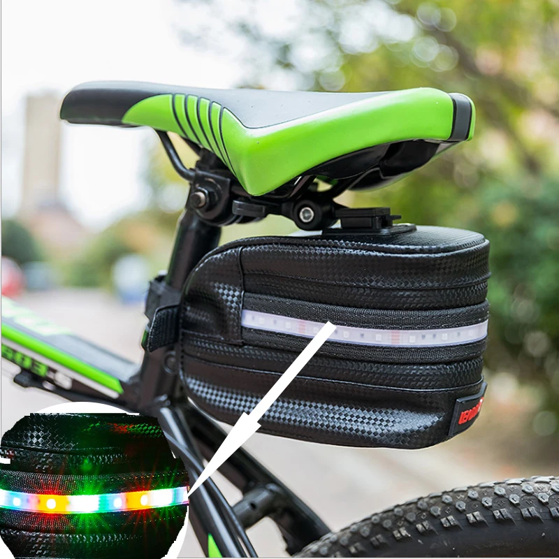 

Bike Bag Bicycle Accessories Bag Waterproof Cycling Saddle Bag, Rear Bike Seat Bag, Cykle Bag，with USB Flashlight for Bicycle