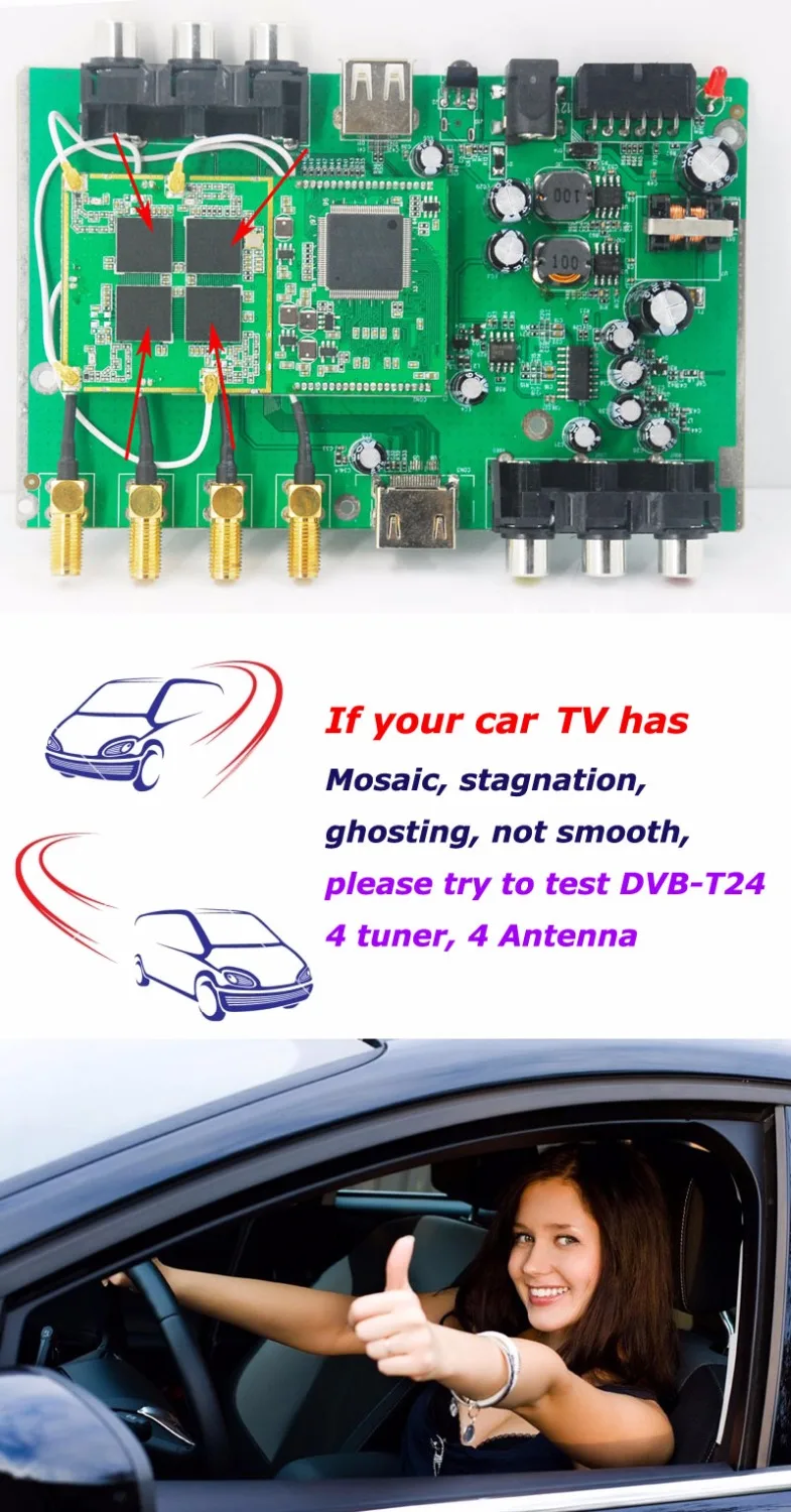 HD ТВ автомобиля DVB-T2 DVB-T мульти PLP цифровой ТВ приемник автомобильной D ТВ коробка с 4 Антенна тюнера
