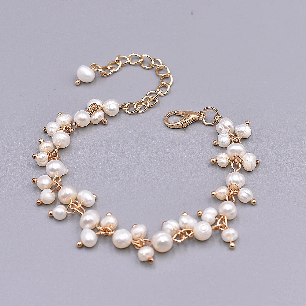 New Women Elegant Baroque Pearl Bracelet Natural Freshwater Pearls Bracelets Statement Charm