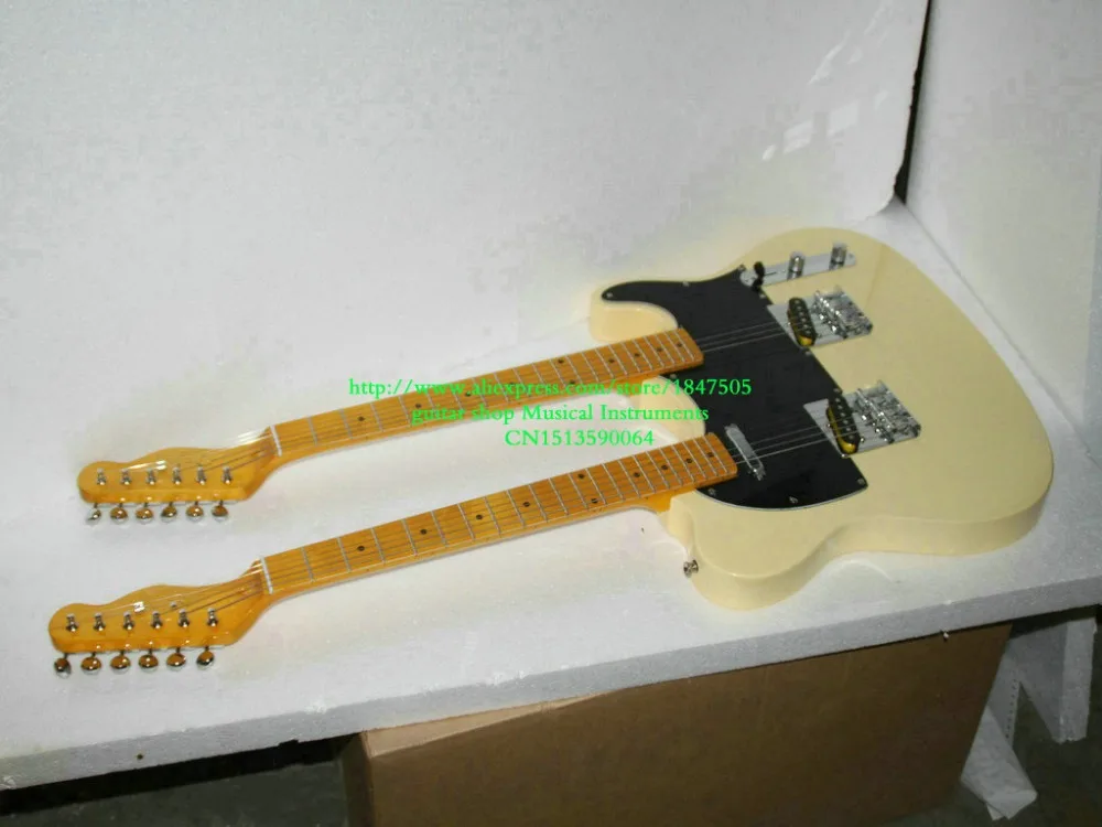 

Custom Shop Cream Double Neck Electric Guitar Maple fingerboard free shipping