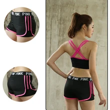 Женские спортивные шорты с английскими буквами для бега, фитнес-шорты, женские быстросохнущие шорты для йоги, бега, тренировок