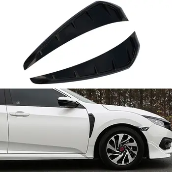 

For Honda Civic 10th 2016 2017 2018 2pcs ABS Car Front Side Vent Fender Cover Trim Matte/Shiny Black Decorative Accessories