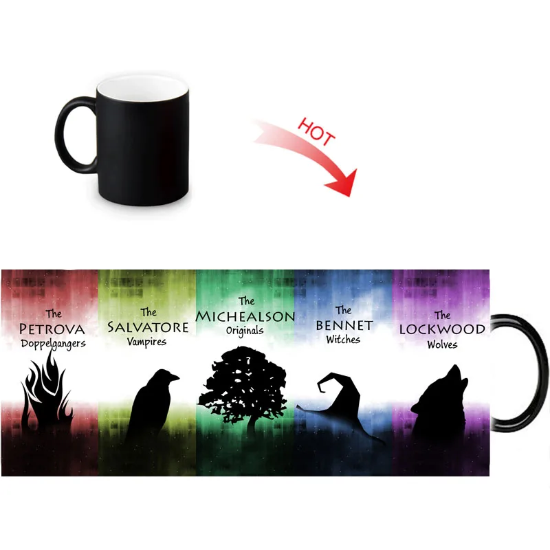 

Creative Magic Color Changing Mug Hot Drink Reveal Morph Mugs The Vampire Diaries Print Milk 12oz Coffee Tea Cup Custom Gift