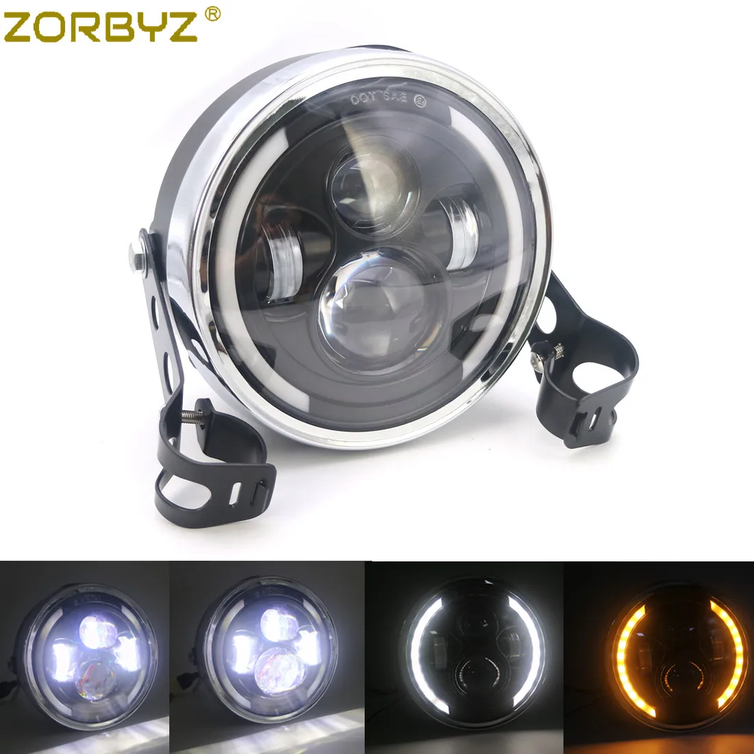 ZORBYZ мотоцикл черный 7 ''светодиодный круглый фара с 28 43 мм вилка трубки