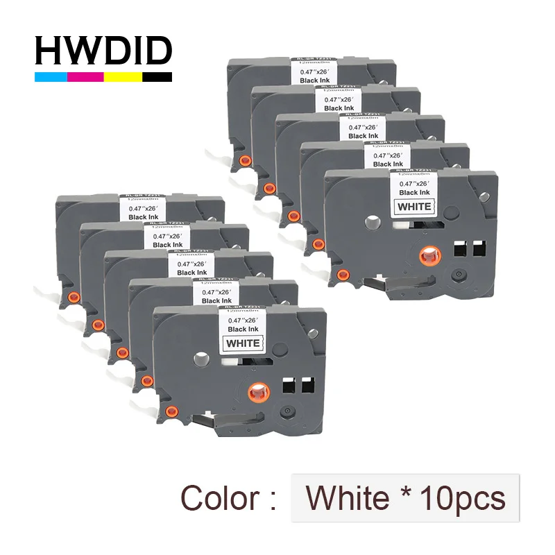 HWDID tze-231 TZ/TZe 231 для принтера Brother P touch label maker/лента 12 мм черный на белом tz/tze tze/tz231