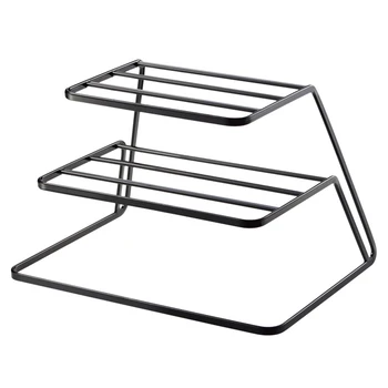 

2 Tier Dish Rack Stainless Steel Kitchen Dish Drainer Cup and Dish Organizer(Black)