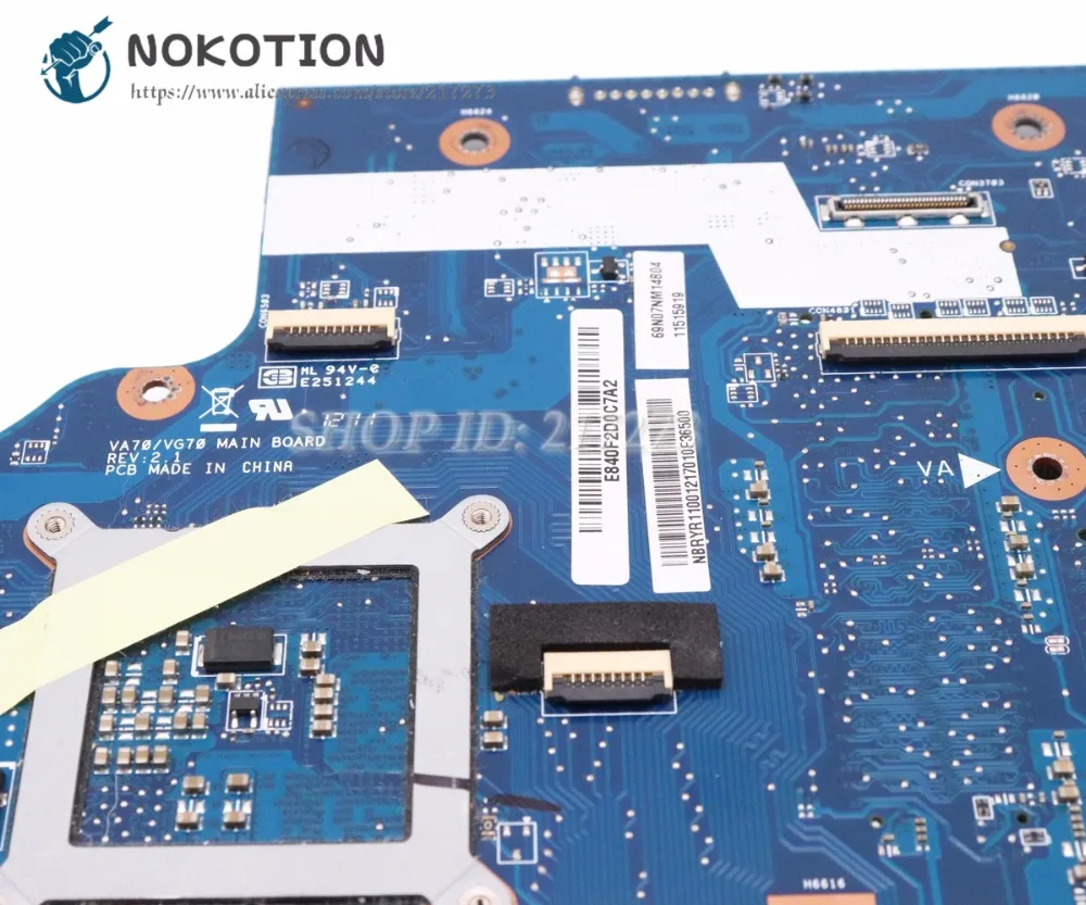 NOKOTION NB. RYR11.001 NBRYR11001 для acer aspire V3-771 V3-771G Материнская плата ноутбука VA70/VG70 основная плата с двумя слотами для HDD