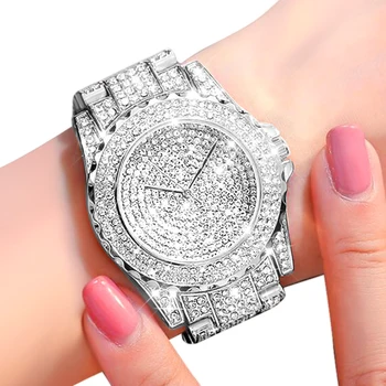 

2020 Women Bling Watch luxury Iced Out watches Ladies Silver Diamond Clock Fashion Rose Gold reloj mujer
