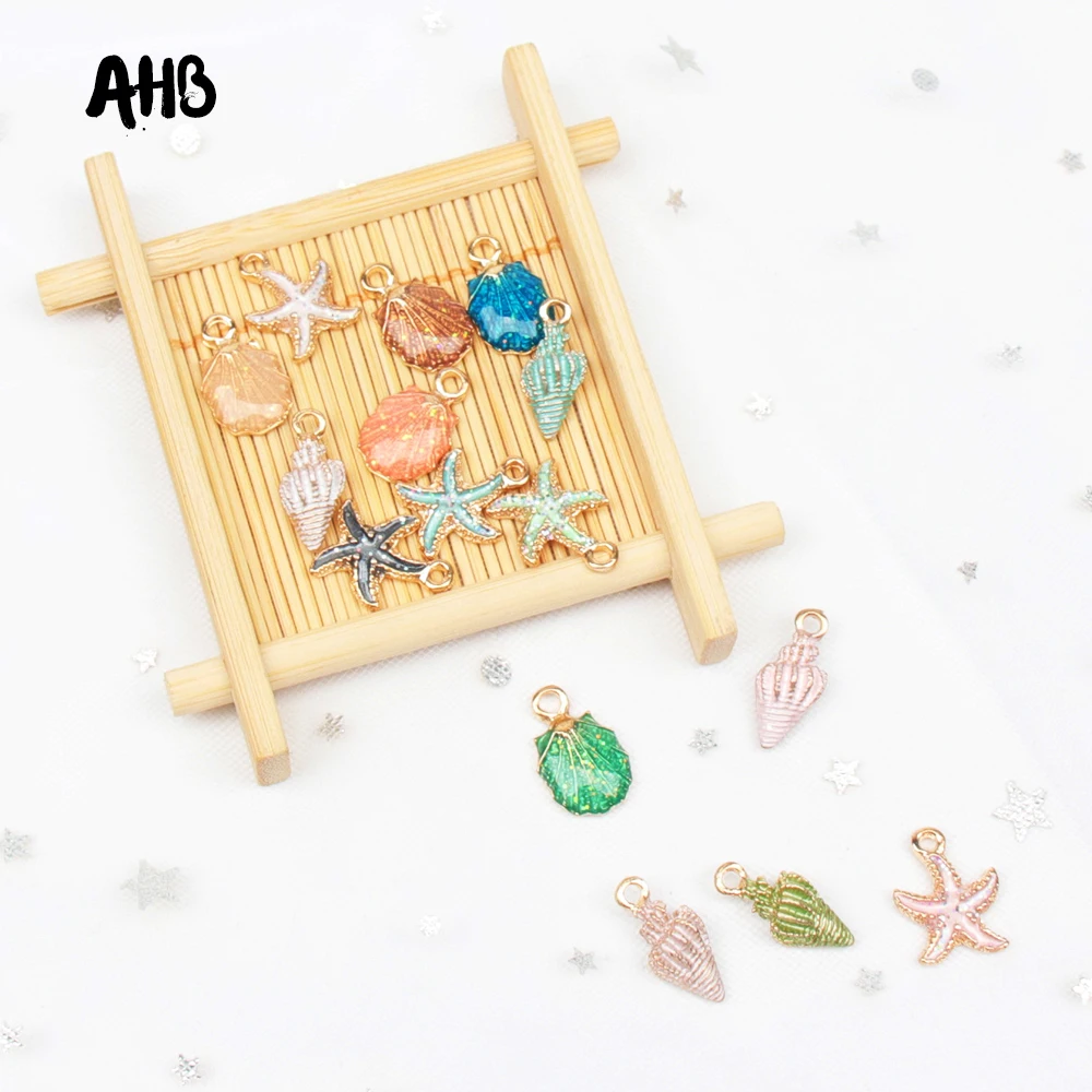 

AHB 15pcs/set Starfish Jewelry Mixed Color Shell Alloy Fittings for DIY Bracelet Necklace Earring Making Accessory DIY Crafts
