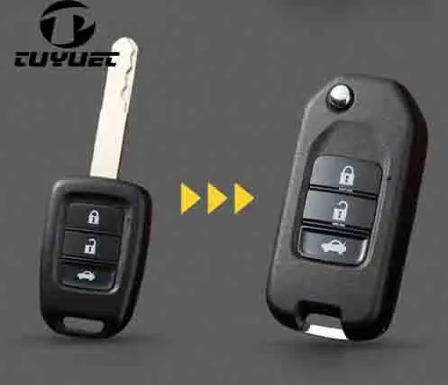 3 Buttons Modified Flip Remote Key Shell Car Key Blanks Case For Honda FIT XRV VEZEL CITY JAZZ