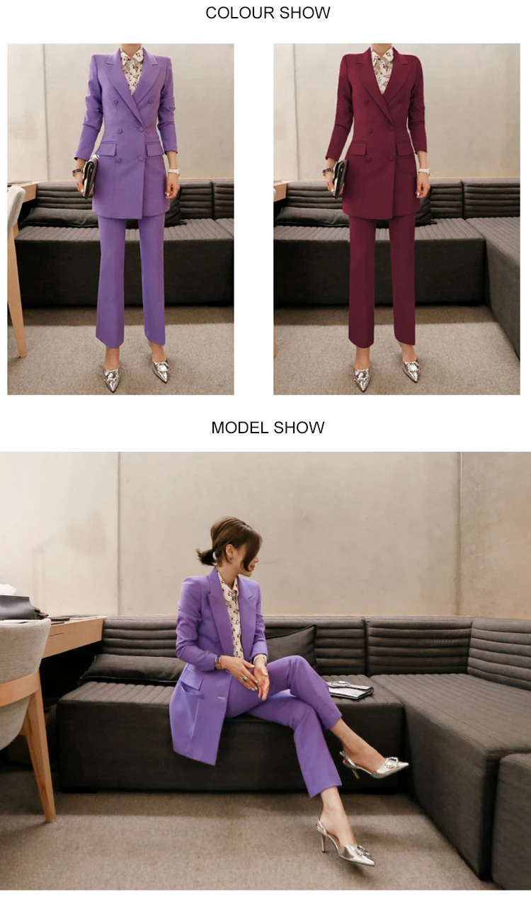 Women's Classy Double Breasted long Slim Suit-Color Variations