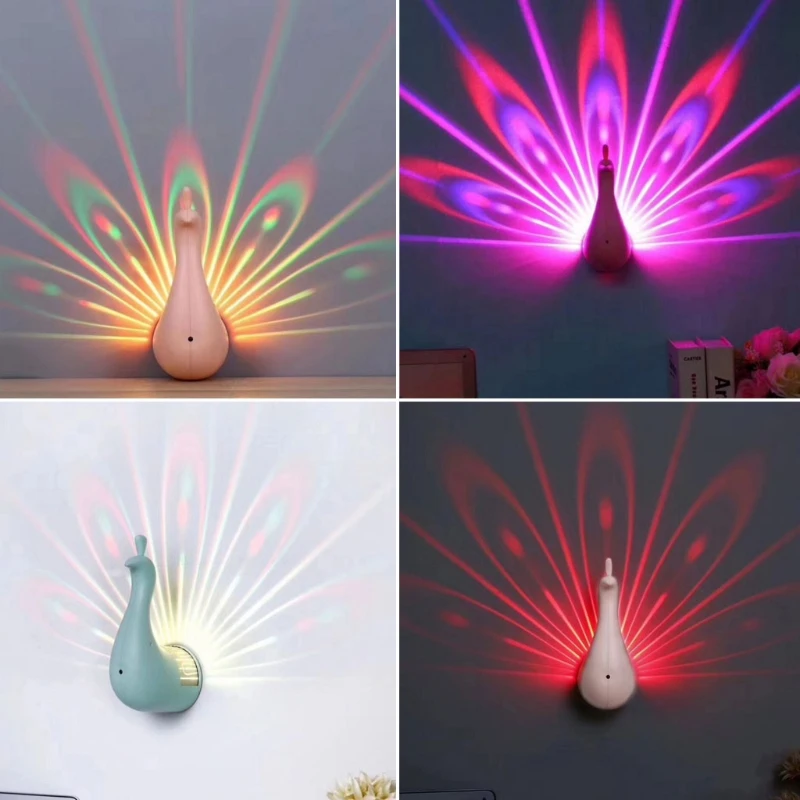 Projects & Accessories Mini Portable Projector 3D Peacock LED Projection Home Cinema Support