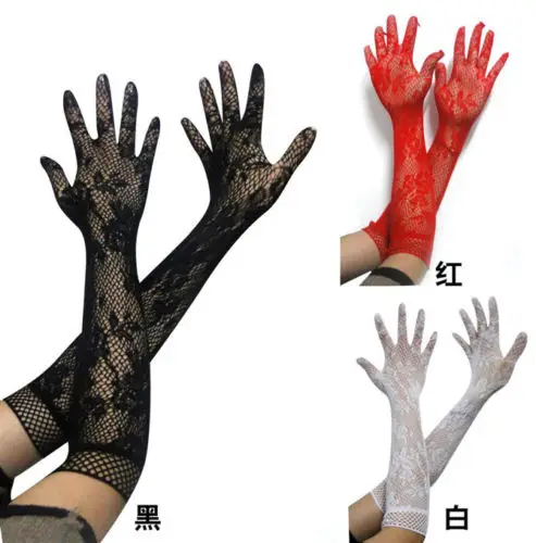 Сексуальные Кружевные Перчатки Горячая Распродажа женские летние солнцезащитные тонкие длинные УФ блокирующие перчатки черные кружевные перчатки 3 цвета