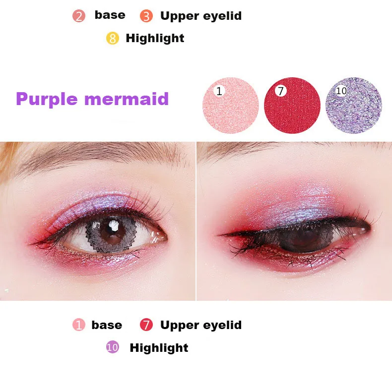 Vermelho à Prova Xixi Shimmer Fosco Sombra Paleta Brilhante 10 Cores Laranja Rosa Pigmento Dwaterproof Água Longa Duração Ac041 7 High Quality Beleza e saúde