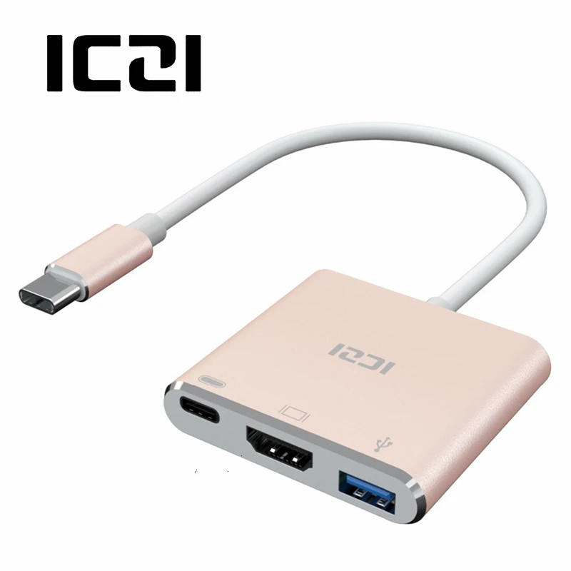 

ICZI 3 in 1 Multifunction Type C USB C Hub USB 3.1 Adapter with 4K HDMI USB 3.0 Type C Port for 2016&2017 MacBook Type c Hubs