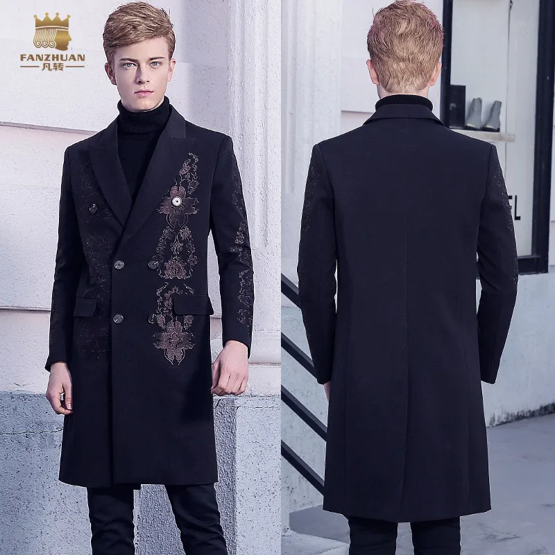 Fanzhuan,, новинка, Мужское пальто с вышивкой в Европейском стиле,, зимний костюм в стиле барокко, длинное пальто, костюмы 710217