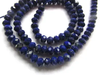 

3x5mm Natural Azura lapis Lazuli Gemstone Faceted Rondelle beads Half drilled 8"