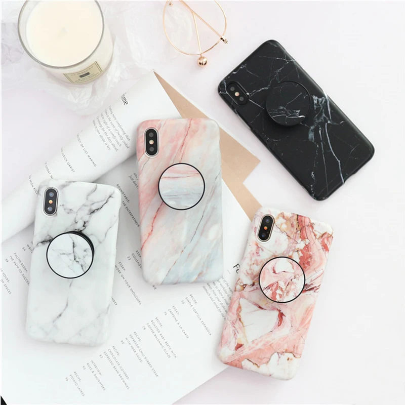 

For iPhone X Case Marble TPU Case for iPhone 8 8Plus Scrub TPU Case For iPhone 6 6plus 7 7plus Protective Shell And Phone Holder