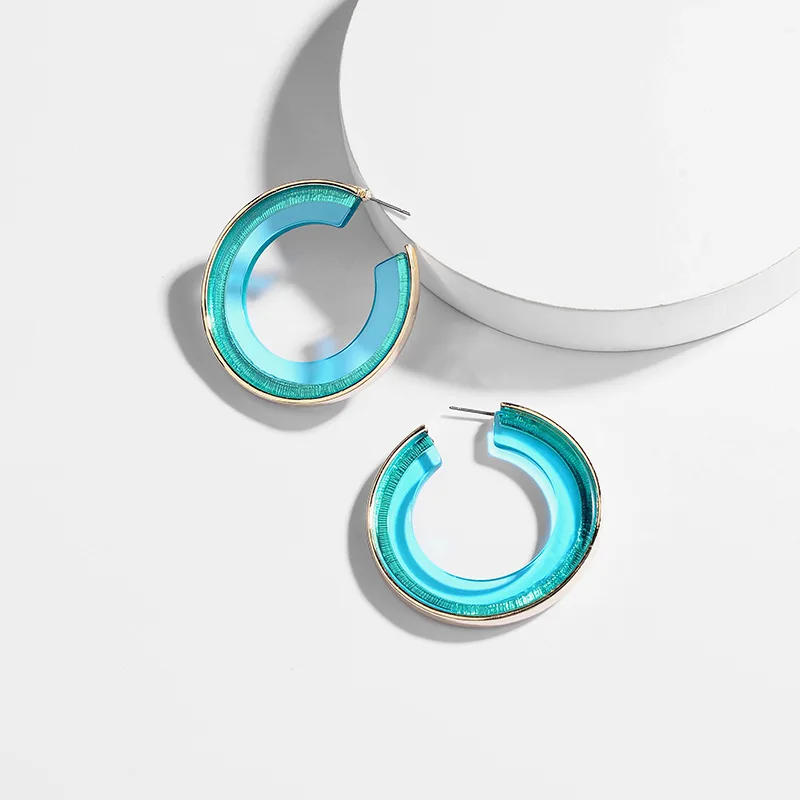 

New Design Round Acrylic Hoop Earrings Transparent Clear Lucite Resin Earring Hoops for Women