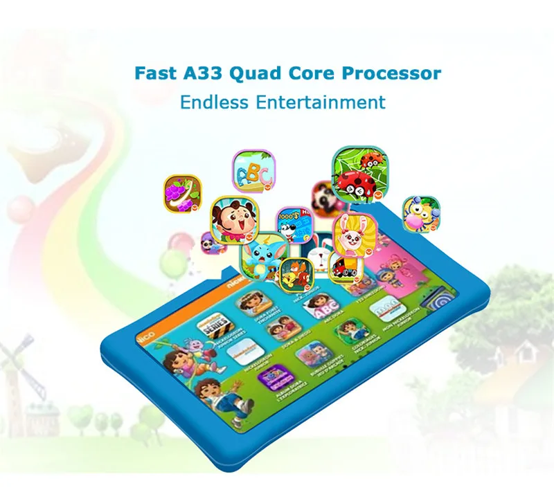 Новый 7 дюймов детей Планшеты ПК AOSON A33 4 ядра Android 4.4 WIFI 8 г Встроенная память 1024*600 HD