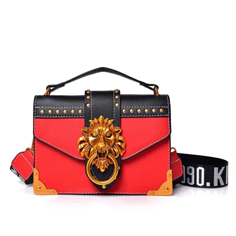 

Luxury Metal Lion Head Shoulder Bags Fashion Mini Small Square Pack Crossbody Package Clutch Women Designer Wallet Handbags 2019