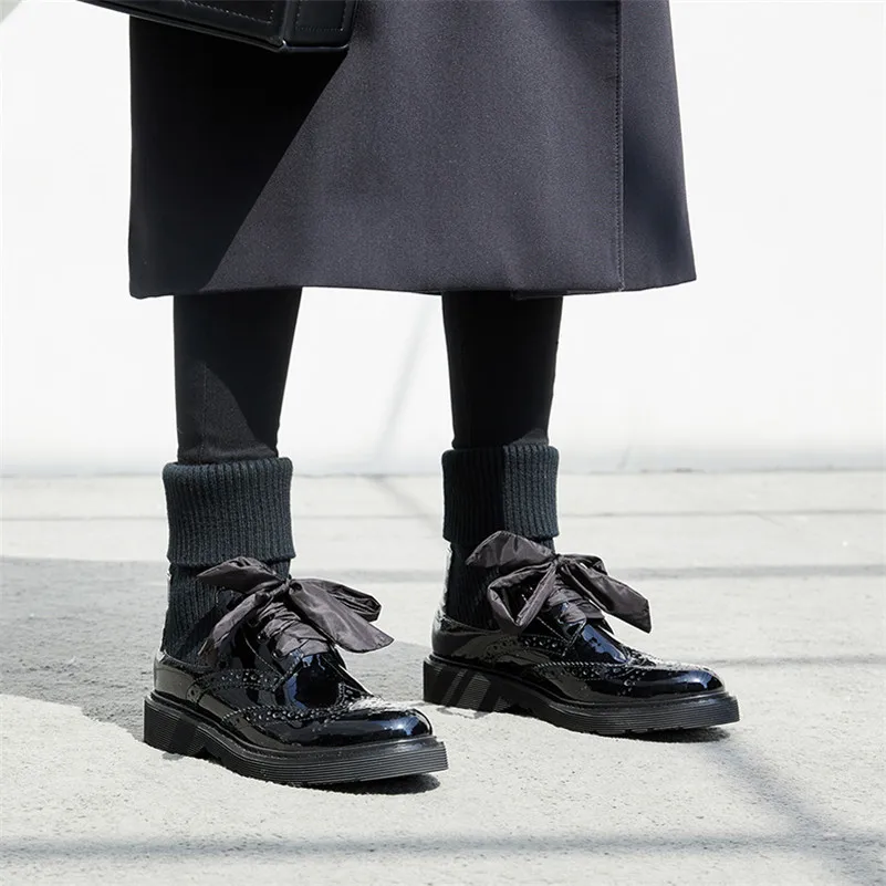 FEDONAS/Новинка года; женские сапоги-носки на высоком каблуке; ботинки в байкерском стиле из натуральной кожи с бантом-бабочкой; пикантная Женская Клубная обувь для вечеринок