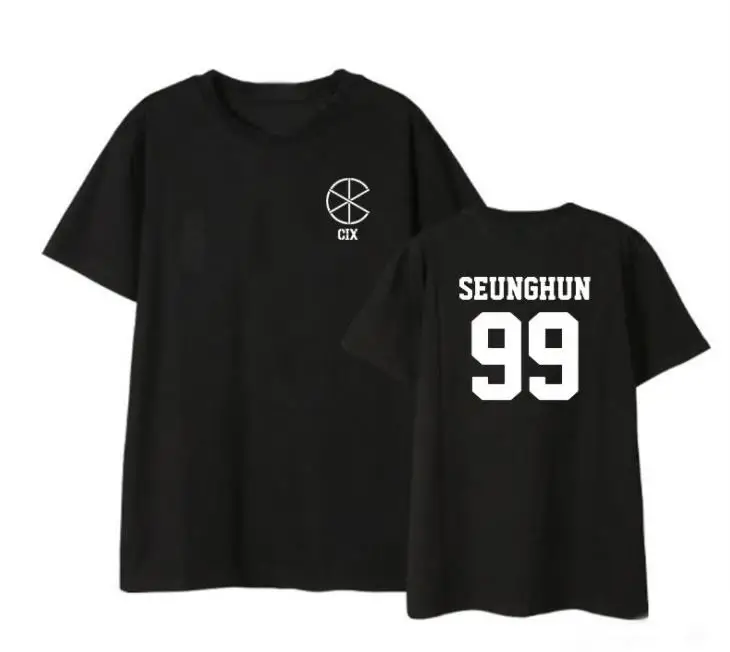 

New arrival kpop cix member name printing black/white t shirt for summer unisex o neck short sleeve loose t-shirt