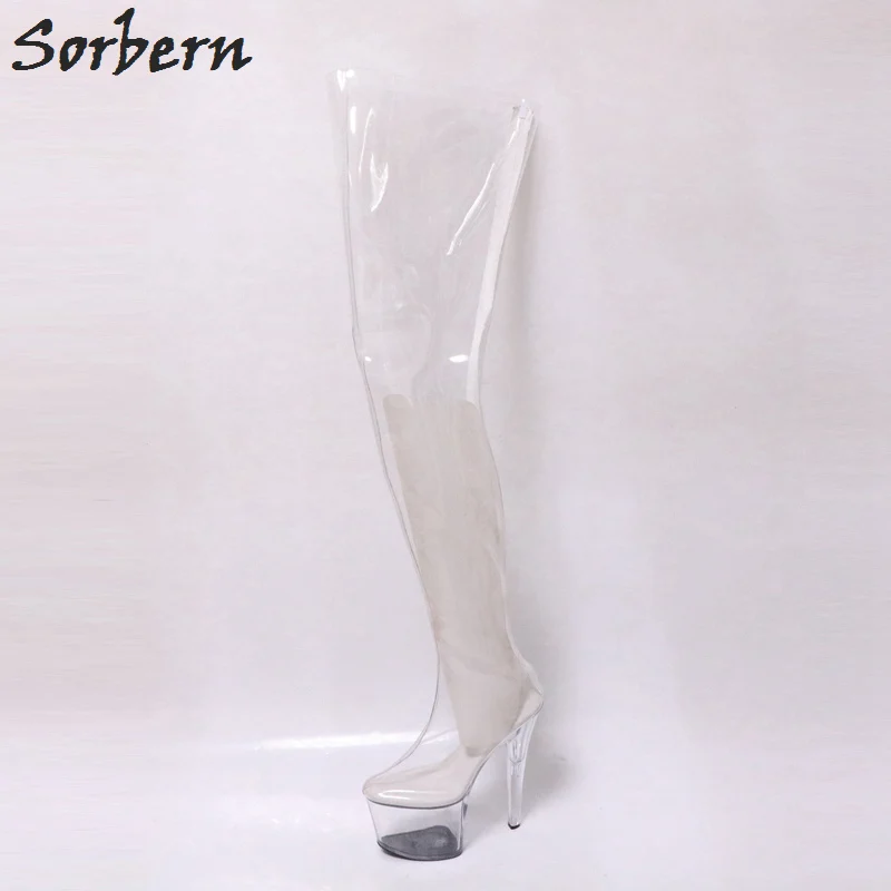 plastic thigh high boots
