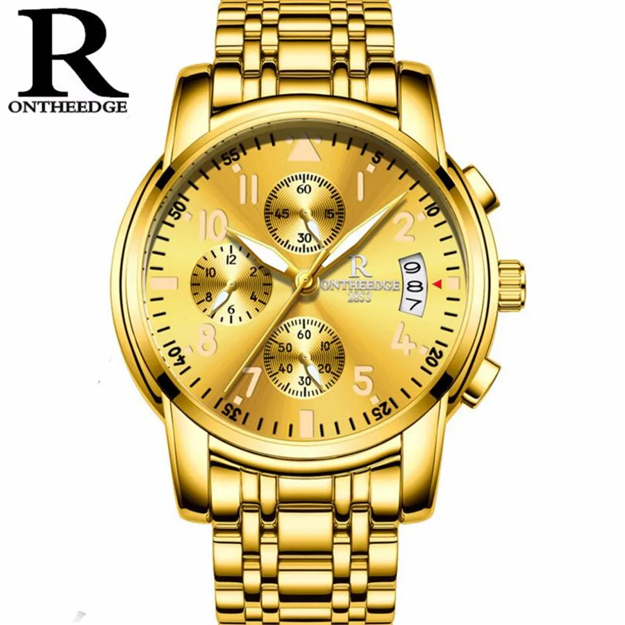 

Fashion Casual Quartz Watch Men Luminous Calendar Steel Stainless Business Mens Watches Top Brand Luxury Gold Watch Gift 2018