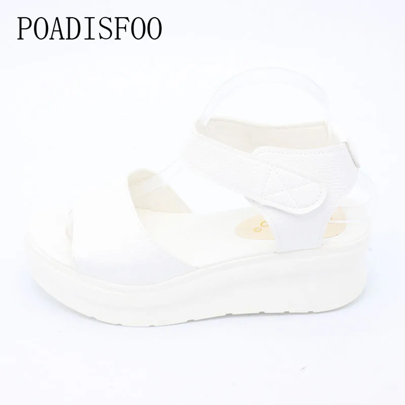 

POADISFOO 2017 Summer Fashion Comfy Casual Sandals Cross Strip Low Platform Open Toe Leisure Shoes For Young Girls .XL-189