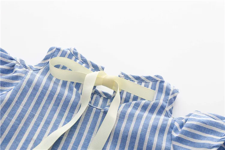 2018 Summer 2 3 4 6 8 10 Years Children Birthday Party Dance Prom Blue Stripe Little Kids Sexy Baby Girls Strap Princess Dress (7)
