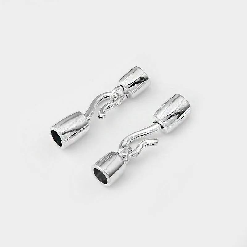 

7sets Easy Simple Hook Clasp Cap Connector For 6mm Round Leather Cord Bracelet Necklace Jewelry Making Findings