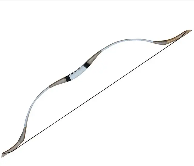 US $72.13 70lbs White Archery Hunting Traditional Recurve Wooden Mongolian Leather Longbow