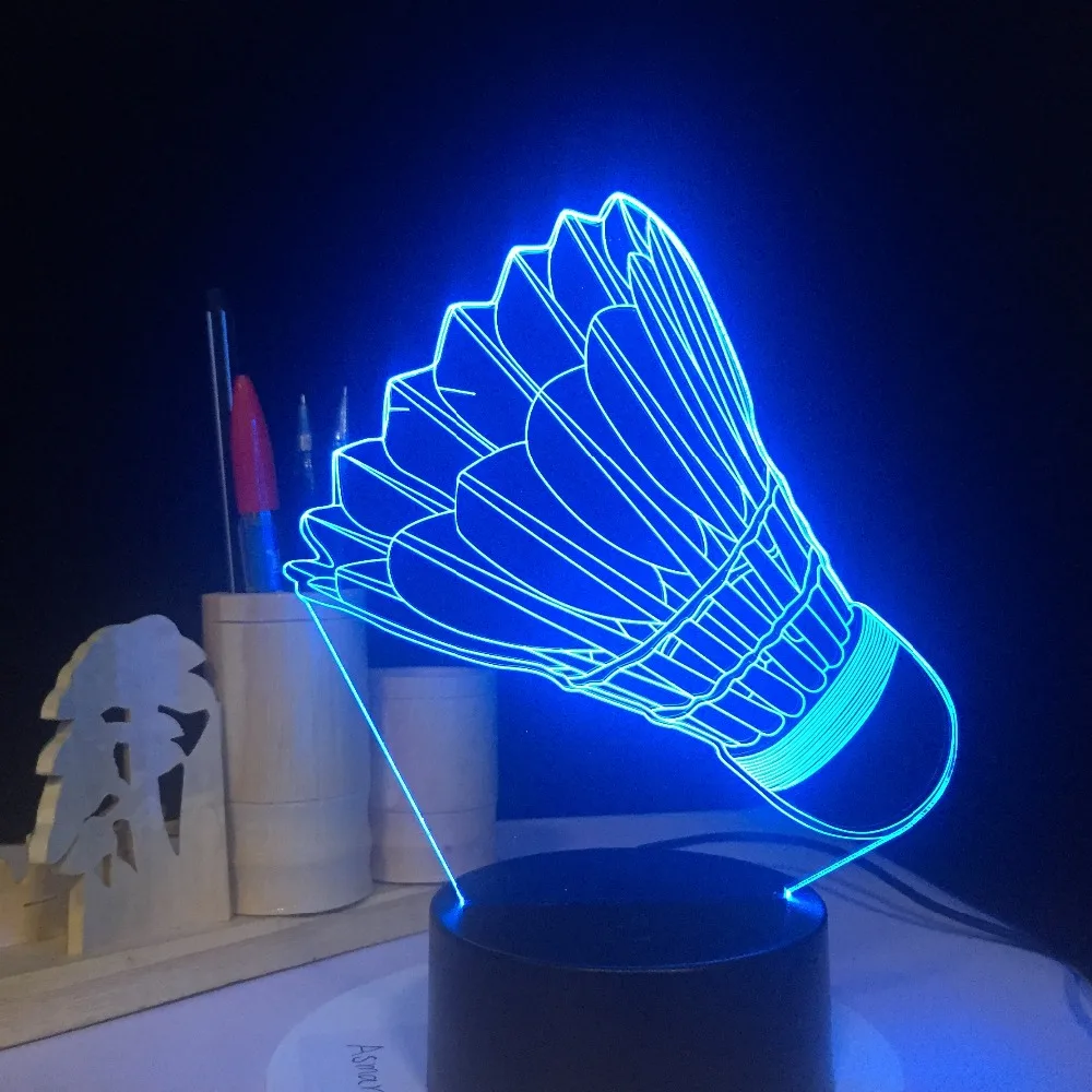 

Badminton 3D Lava Lamp Creative 7 Color Changing 3D LED Night Light RGB Mood Decor Gift Bedroom Table Lamp