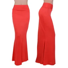 Трикотажная макси юбка рыбий хвост Женская длина до пола длинная юбка оборки Trumpt Русалка имперский Высокая талия эластичные яркие цвета B93491