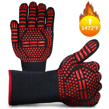

1pair Heat Resistant Thick Silicone Cooking Baking Barbecue Oven Gloves Bbq Grill Mittens Dishwashing Gloves Kitchen Gadget #LR4