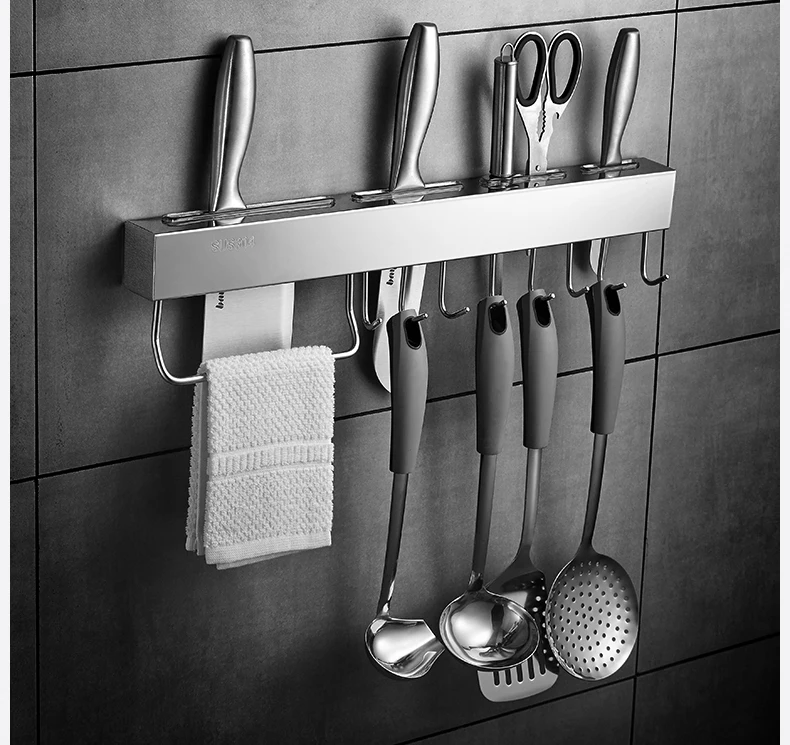Кухонная полка 304 из нержавеющей стали, держатель для ножей, хранилище для кухонной утвари, полка, 2 способа установки, кухонные ножи и аксессуары