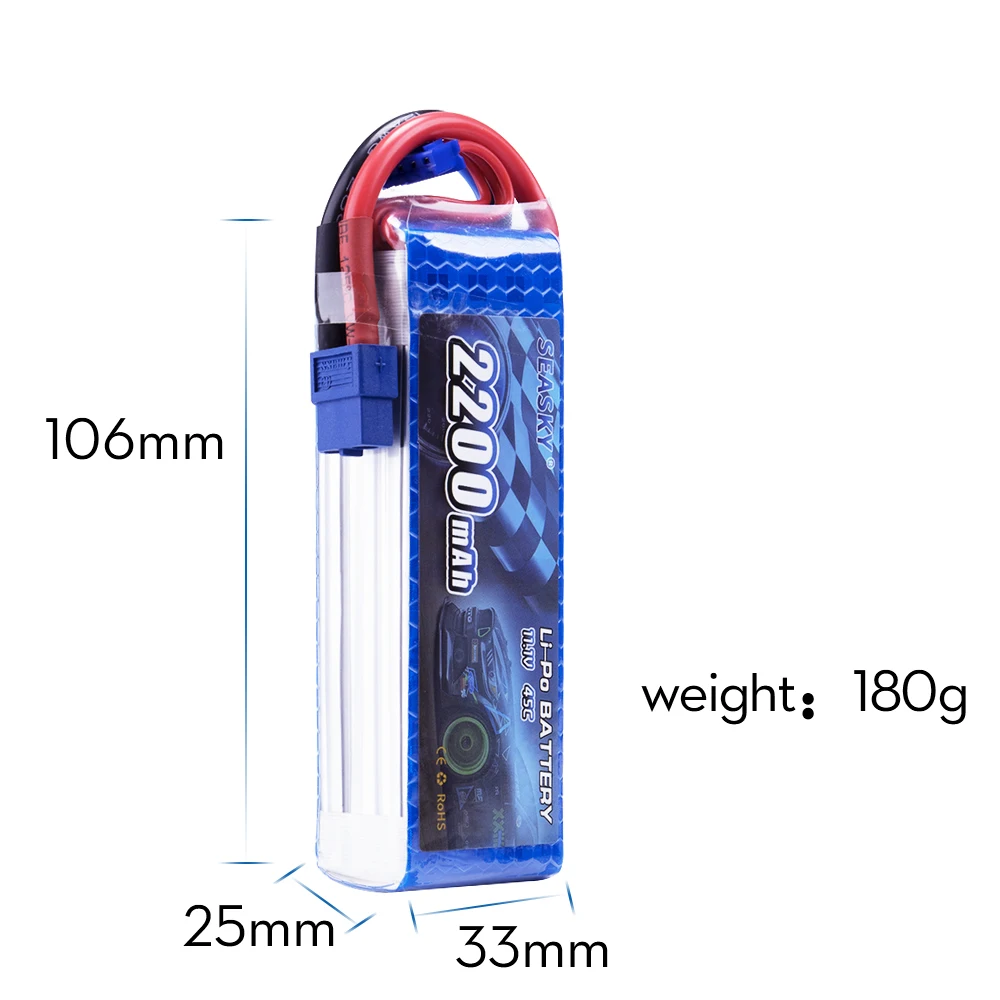 SEASKY 11.1V 2200mAh 3S 45C-90C LiPo Battery with XT60 T Plug for RC DJI F450 Quadcopter RC Helicopter Airplane Hobby Drone FPV