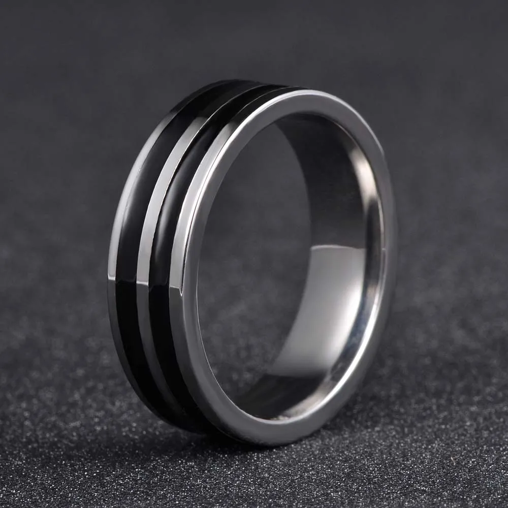 JeeMango Trendy Jewelry Ring Simple Design Hoop Titanium Stainless Steel Anniversary Rings For Women Men Anillos Mujer JR17148