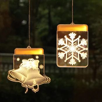 

Christmas LED Holiday Snowflakes Santa Claus Fairy Lights Battery Powered Hanging Ornaments Christmas Tree Party Home Decor