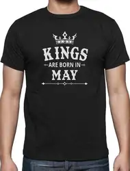 Модные хлопковые рубашки Broadcloth Kings рождаются в мае на день рождения Для мужчин Короткие рубашка с круглым вырезом