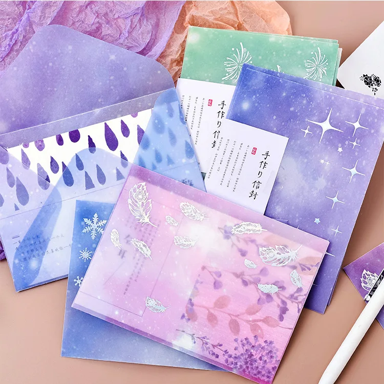 3 шт./упак. Kawaii симпатичная лакмусовая бумага снег перо Звезда Серебряный конверт
