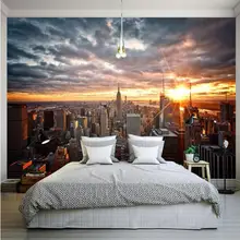 Фото обои красивый Нью-Йорк закат пейзаж художественная фотография фон настенная 3D Фреска столовая домашний декор Фреска