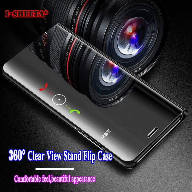 

Luxury Hard Plating Clear View Mirror Stand Filp Case PU Leater 360 Full Body Protective Cover for Huawei P30 P20 Lite Pro Cases