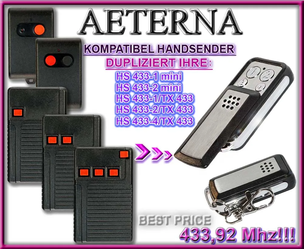 

AETERNA Remote Control Duplicator 433.92Mhz Fixed code