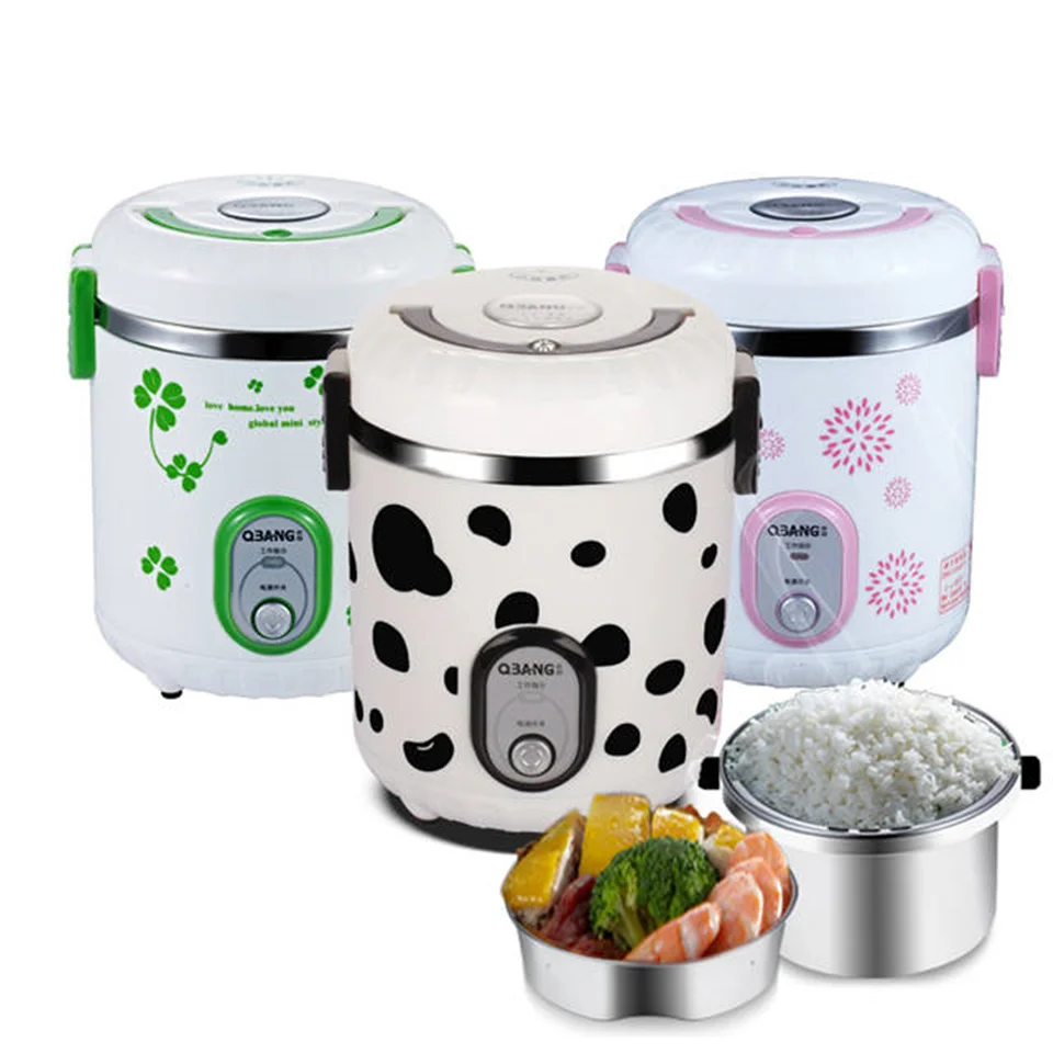 

QBANG 2016 New Portable Electric Lunch Box Mini Rice Cooker Stainless Steel Steamed Rice Cooker Suited for 1-2 People 3 Colors