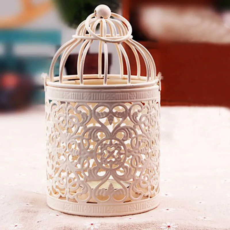 

Bird Cage Metal Candle Holder Hollow out Iron Decorative Centerpiece Hanging Candlestick Lantern